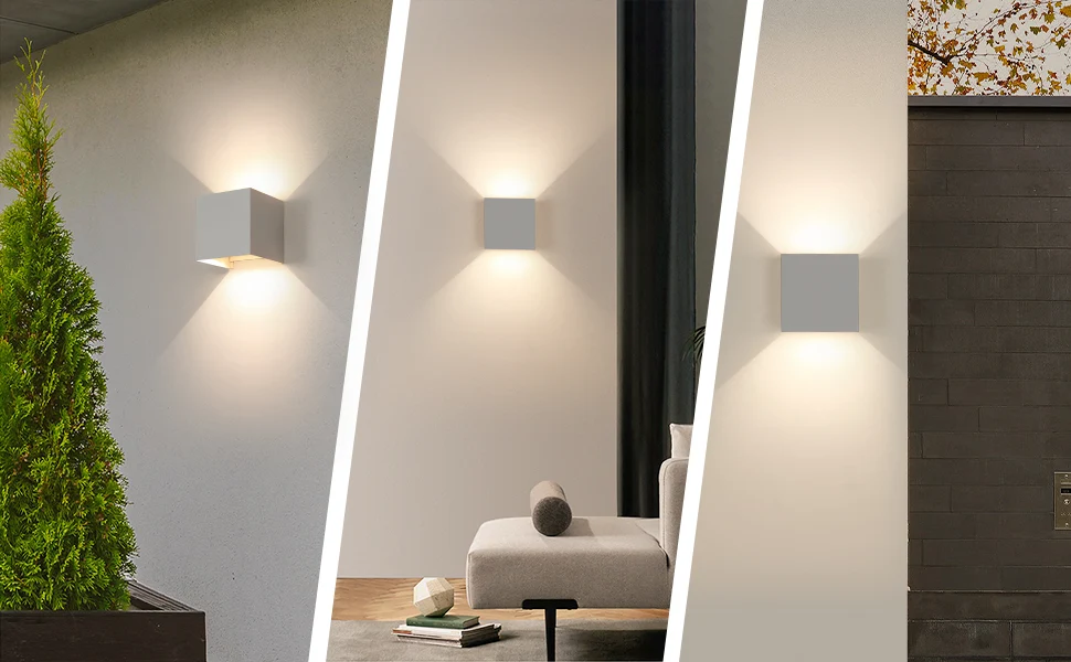 Wasserdichte Außenwandleuchte im 2er-Set, Sandgrau, 10 cm, 6 W, einstellbarer Abstrahlwinkel, neutrales Licht 4000 K – Bild 4
