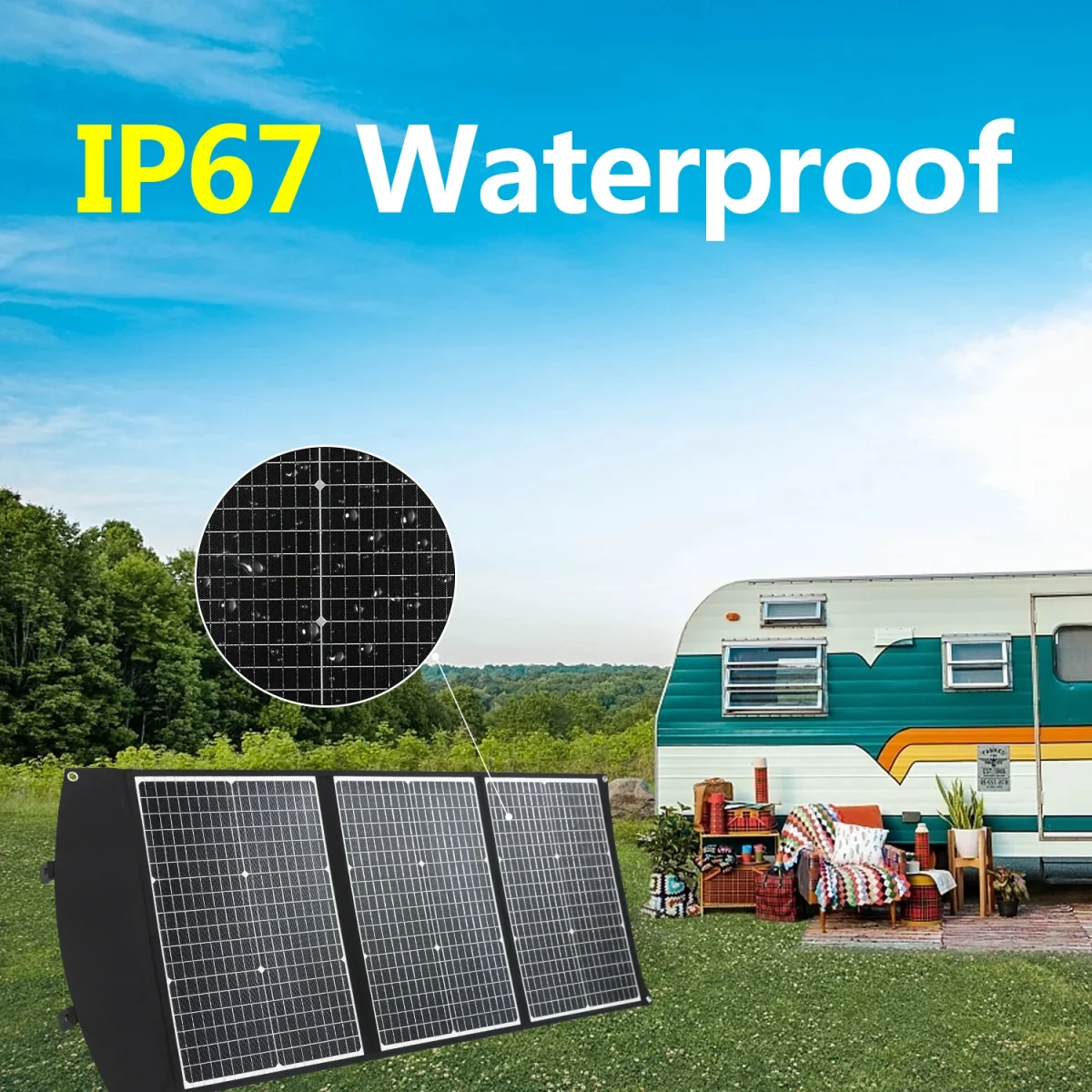 Faltbares Solarpanel, wasserdicht, aufmerksam und effizient, Solarzellen für Outdoor-Camping, Taschenladegerät, 100 W – Bild 3