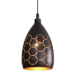 Vintage Pendelleuchte, E27, Schwarz und Gold, Ausschnitt, 120 cm, Metall-Kronleuchter, Kronleuchter im Industriedesign, Hängeleuchte für Wohnzimmer, Schlafzimmer, Café, Bar, Restaurant