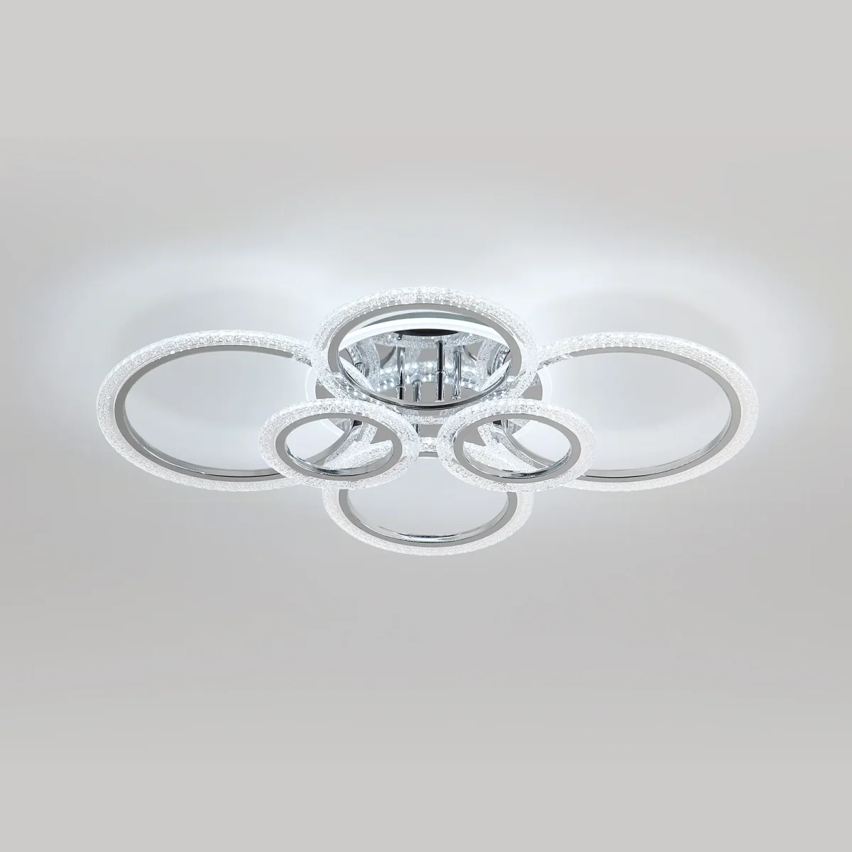 92W LED Deckenleuchte, Moderne Deckenleuchte mit 6 Ringen, 9200LM 6500K Kaltweiß Deckenleuchte für Wohnzimmer, Schlafzimmer, Küche, Flur, Balkon, Esszimmer