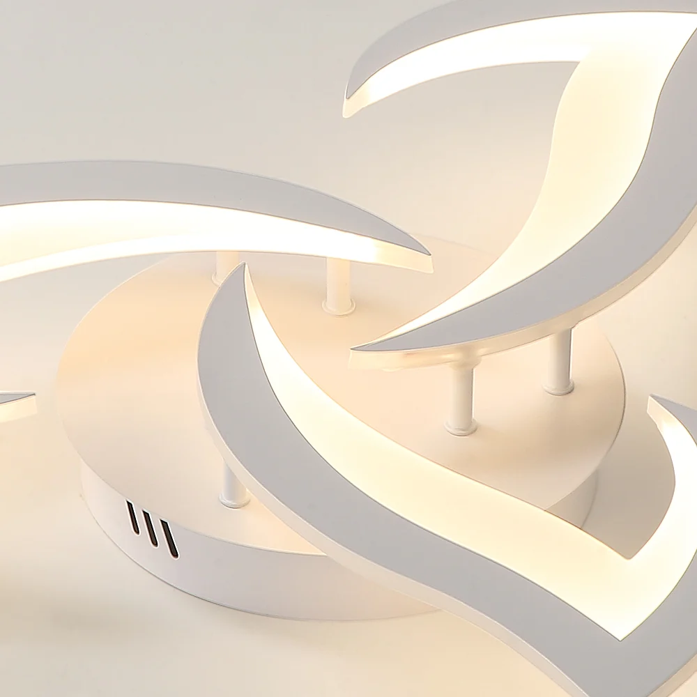 LED-Deckenleuchte, 36 W, 3060 lm, moderne Deckenleuchte, Acryl, 3-flammige LED-Deckenleuchte für Wohnzimmer, Schlafzimmer, Küche, Durchmesser 58 cm (weiß), warmweißes Licht 3000 K – Bild 7