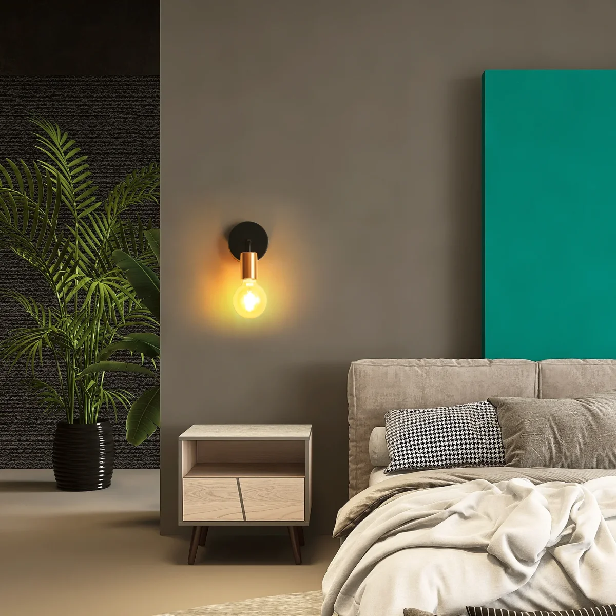 Industrielle Mini-Wandleuchte, Set mit 2 schmiedeeisernen Wandleuchten, Schwarz und Gold für Restaurant-Schlafzimmer-Wohnzimmer-Dekoration – Bild 8