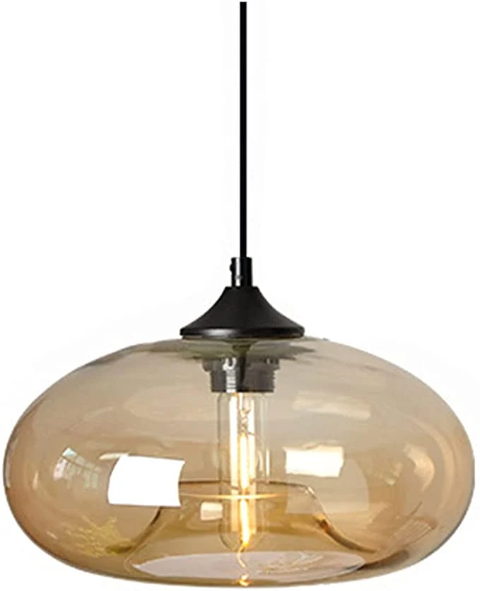 Moderne bunte Glas-Hängelampe für Wohnzimmer, Bar, Küche, Restaurant, Café, Esszimmer, nordische Leuchten für Zuhause (Bernsteinfarbe) – Bild 2
