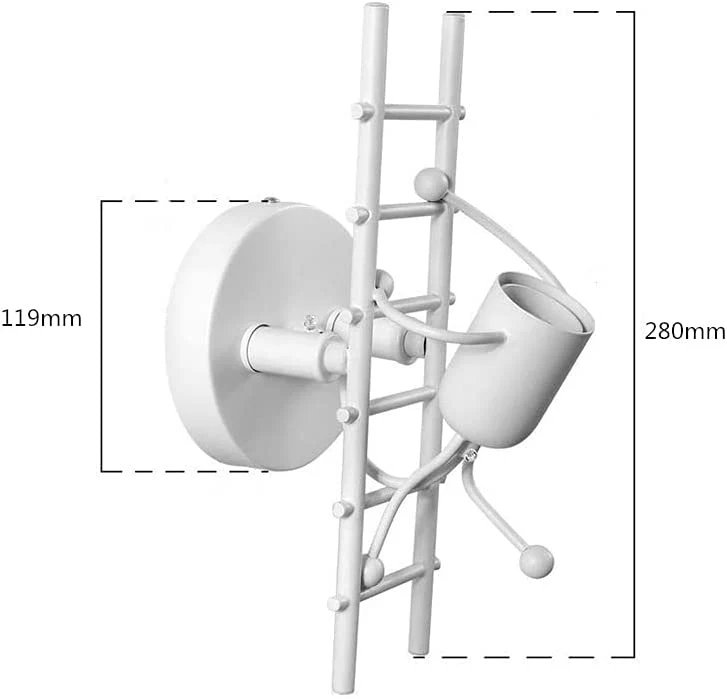 Humanoid Wandleuchte für den Innenbereich, moderne industrielle Wandleuchte, Wandleuchte im einfachen Stil für Wohnzimmer, Flur, Schlafzimmer, 220 V, E27-Birne nicht im Lieferumfang enthalten – Bild 4