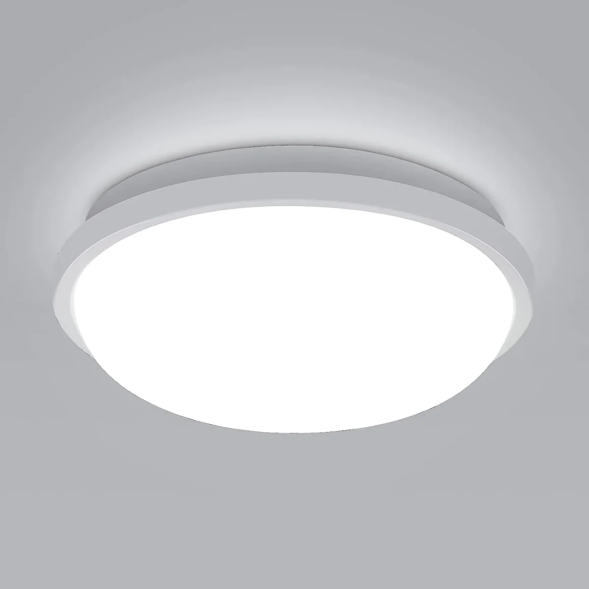 Runde LED-Deckenleuchte, Deckenlampe für Badezimmer, IP54 wasserdicht, 6500 K Kaltweiß, moderne Deckenleuchte für Badezimmer, Schlafzimmer, Küche, Wohnzimmer, Balkon, 20 W, Durchmesser 22 cm