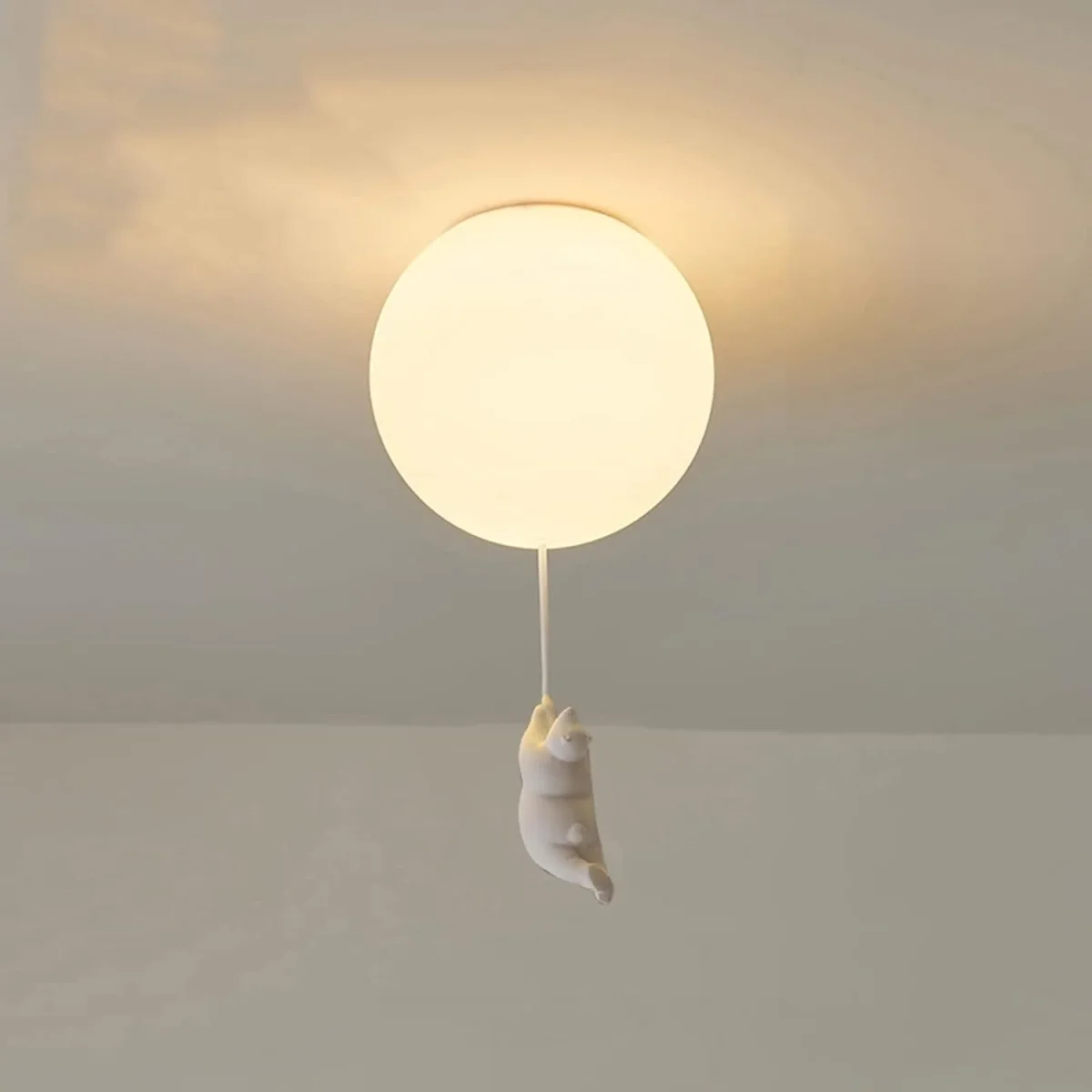 Moderne skandinavische Deckenleuchte, stehend, Bär, 25 cm, Acryl-Lampenschirm, E27-Kopf, ohne Lichtquelle, geeignet für Schlafzimmer, Wohnzimmer, Terrasse, Café – Bild 2