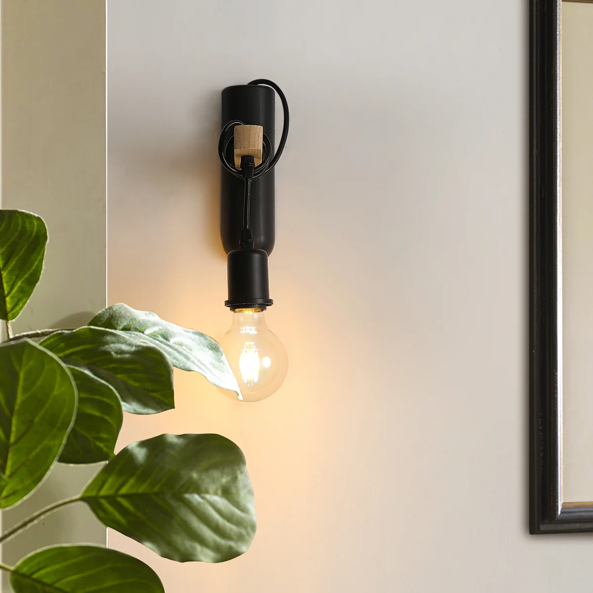 E27 Holz Wandleuchten, LED Retro Wandleuchte, Wand Nachttischlampe für Schlafzimmer, Wohnzimmer, Treppenhaus, max 40W – Bild 3