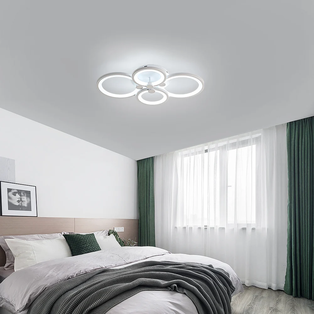 Moderne LED-Deckenleuchte 42 W, dimmbar mit Fernbedienung, 3000 – 6500 K, dimmbare Deckenlampe, einstellbare Helligkeit, Metall- und Acryl-Design für Wohnzimmer, Küche, Schlafzimmer – Bild 5