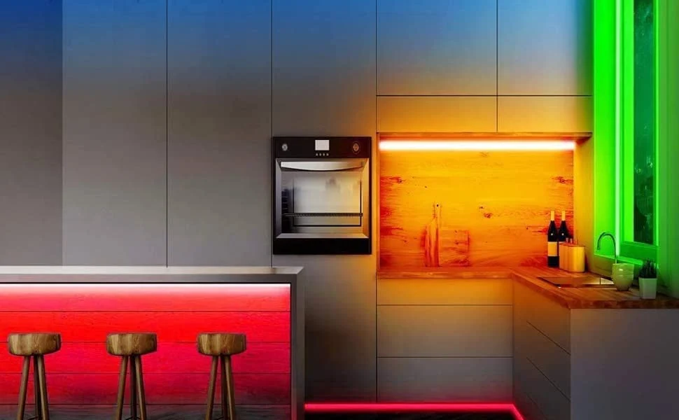 5M LED-Streifen, RGB 5050 12V Schlafzimmer-LED-Streifen, dimmbar 20 Farben, mehrfarbiger LED-Streifen IP20, verbesserter 3M-Kleber mit 24-Tasten-Fernbedienung für Heimdekorationen, Partys und Weihnachten – Bild 8