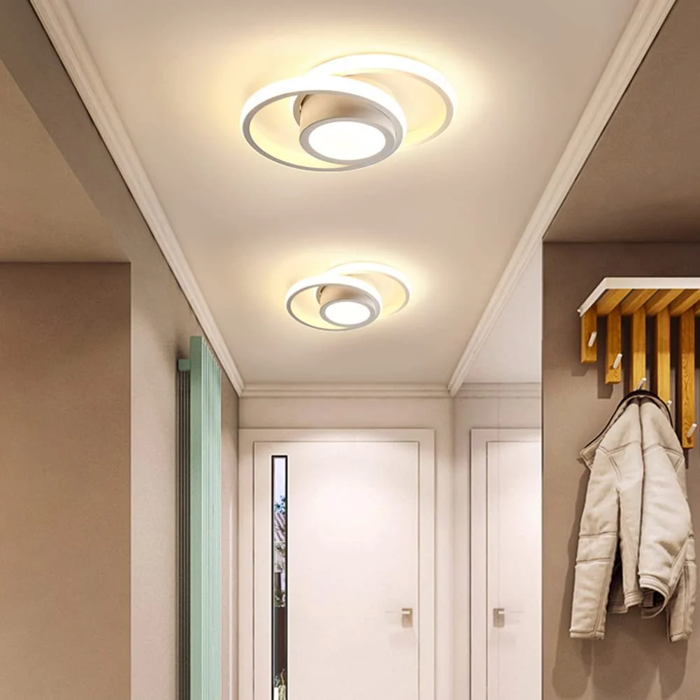 Runde LED-Deckenleuchte, moderne Deckenleuchte 32 W, 2400 lm, Acryl-Deckenleuchte, Innen-Kronleuchter für Flur, Küche, Wohnzimmer, Schlafzimmer, warmweißes Licht 3000 K, Länge 28 cm – Bild 3
