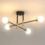 Industrielle Deckenleuchte, Sputnik Kronleuchter Durchmesser 72cm, 180° verstellbare Deckenleuchte für Schlafzimmer, Küche, Wohnzimmer, Bar, Café, schwarz, E27 Sockel, ohne Leuchtmittel