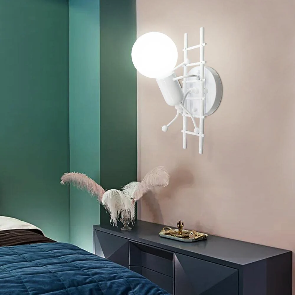 Humanoid Wandleuchte für den Innenbereich, moderne industrielle Wandleuchte, Wandleuchte im einfachen Stil für Wohnzimmer, Flur, Schlafzimmer, 220 V, E27-Birne nicht im Lieferumfang enthalten – Bild 6