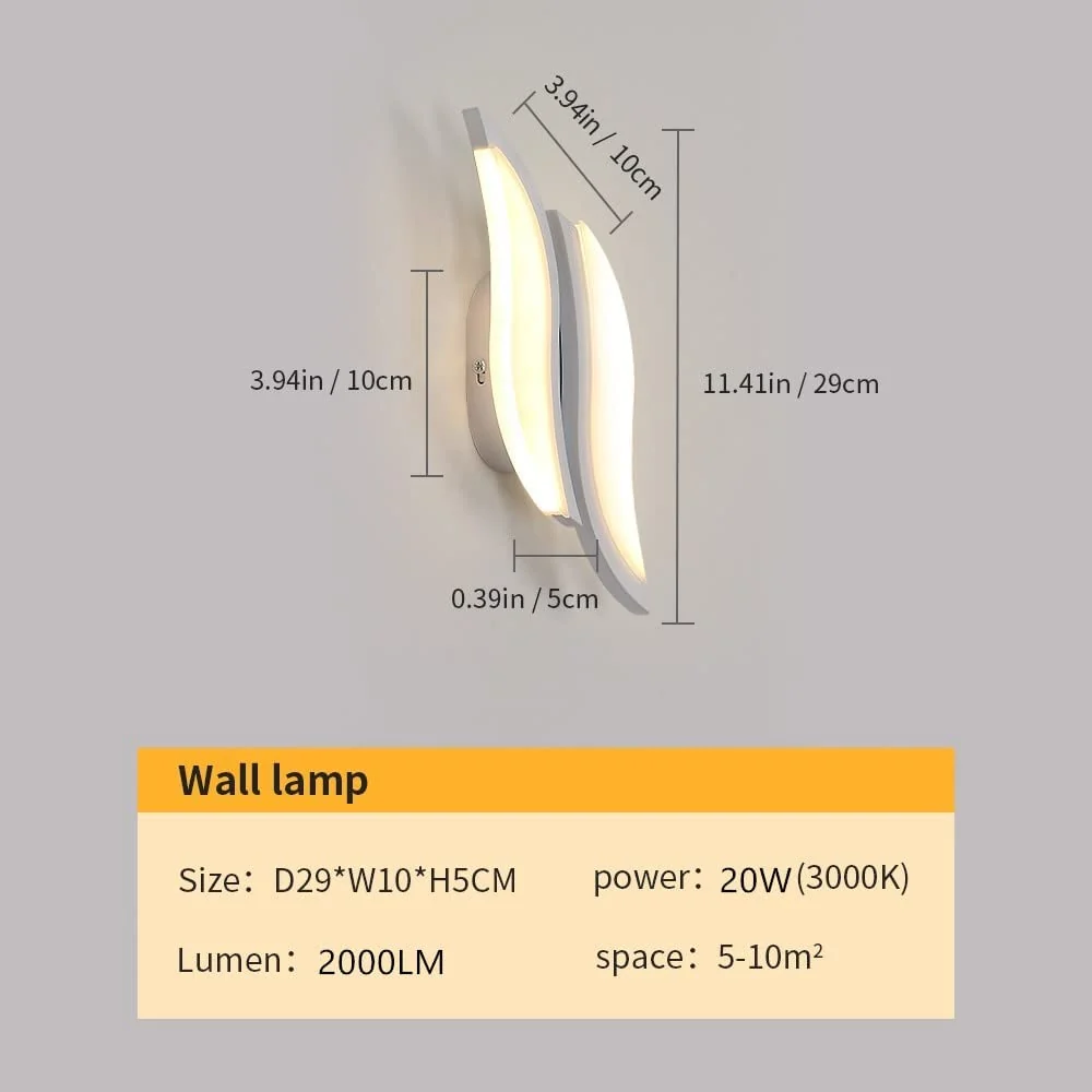 LED-Innenwandleuchte, moderne Wandleuchte 20 W, 2300 lm, Acryl-Beleuchtung, Wandleuchte für Wohnzimmer, Schlafzimmer, Treppenhaus, 3000 K warmweißes Licht, weiße Farbe – Bild 6