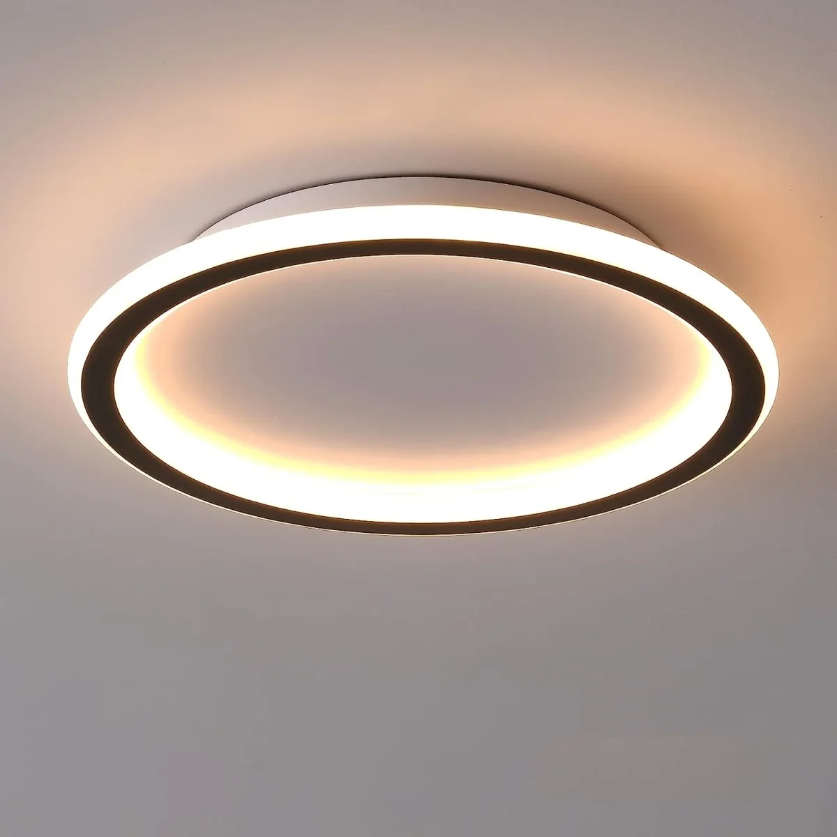 Moderne LED-Deckenleuchte, 24 W, warmweiß, 3000 K, runde Deckenlampe für Wohnzimmer, Schlafzimmer, Esszimmer, Büro, Schwarz – Bild 2