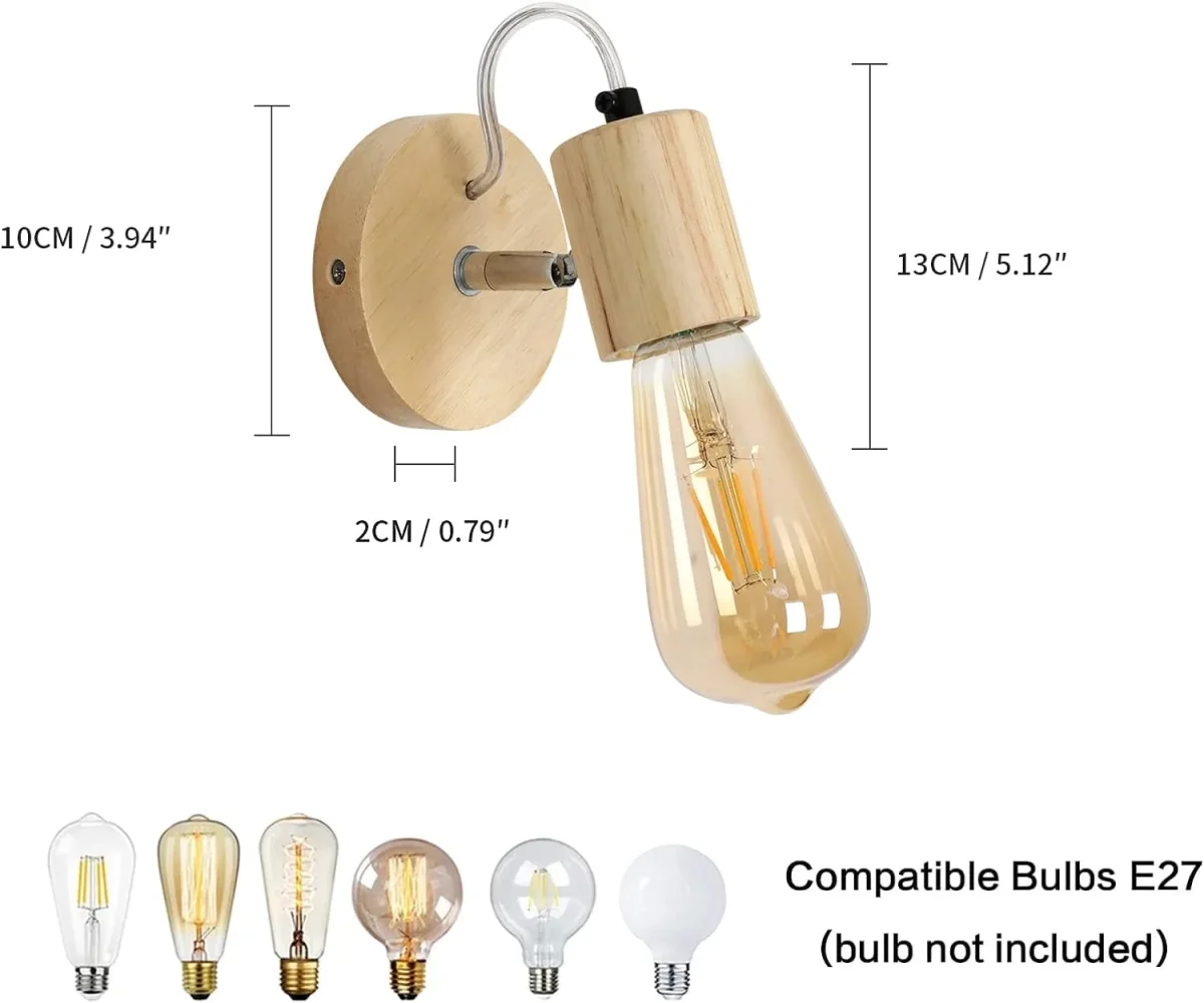 Wandleuchte, Wandleuchte in zarter Holzfarbe, 2er-Set, Lichtquelle nicht im Lieferumfang enthalten – Bild 4