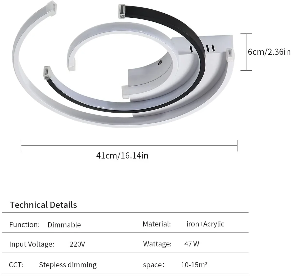 Dimmbare LED-Deckenleuchte mit Fernbedienung, 36 W, moderne LED-Deckenleuchte, 41 cm, Schlafzimmer-Deckenleuchten für Zuhause, Büro, Schlafzimmer, Wohnzimmer, Küche, Balkon, Flur, 3000–6000 K – Bild 7