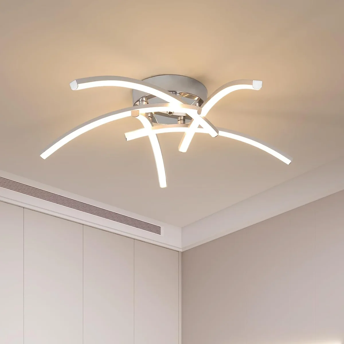 LED-Deckenleuchte, 30 W, modernes Design, warmweiß, 3000 K, wellenförmige Deckenleuchte für Wohnzimmer, Schlafzimmer, Esszimmer, Büro – Bild 2