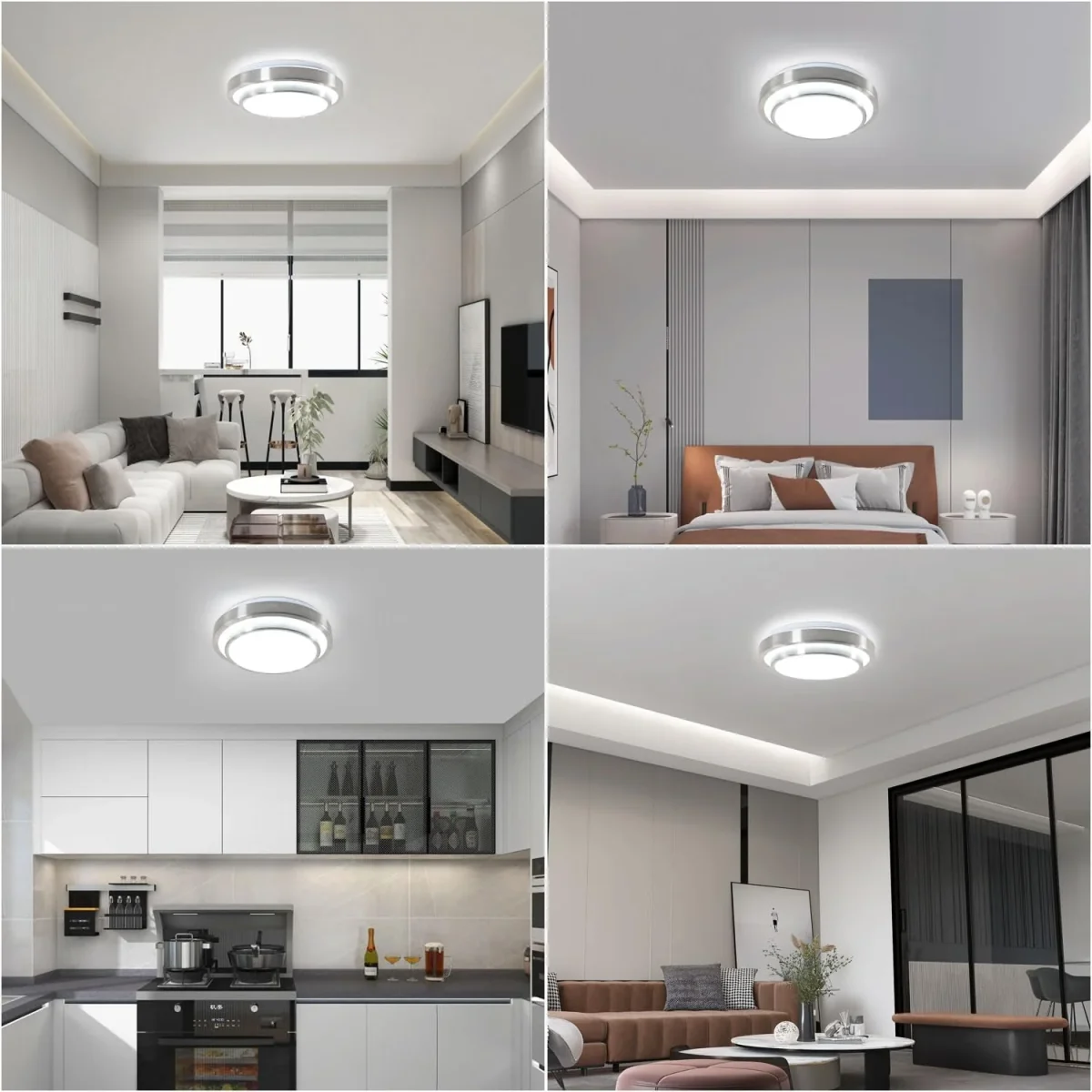 Moderne LED-Deckenleuchte, Kaltweiß, 6000 K, runde Deckenlampe, 28 W, für Wohnzimmer, Schlafzimmer, Esszimmer, Büro – Bild 5
