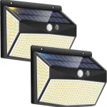 Solarleuchte für den Außenbereich, 318 LEDs, 2 Stück, Solarleuchte für den Außenbereich, IP65, Solar-Außenbeleuchtung, Bewegungsmelder für Garten, Terrasse