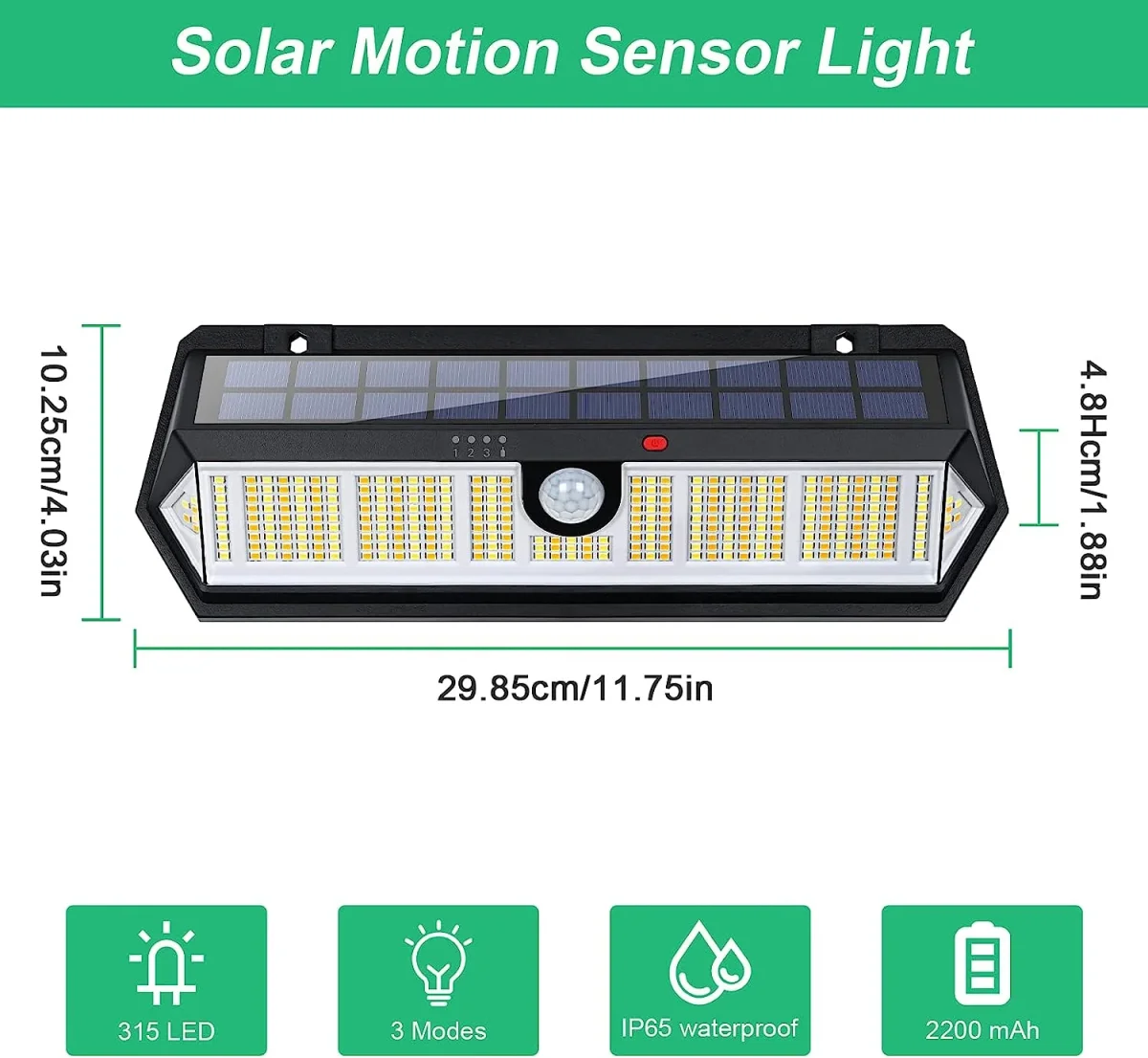 2 Stück Solar-Wandleuchte für den Außenbereich, LED-Wandleuchte mit Bewegungsmelder, warm/kaltweiß 3000 K/6000 K, für Innenhof, Garten, Korridor, Terrasse, in der Nähe der Wand, Weg, Terrasse, Villa – Bild 4