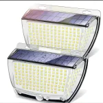2 Stück Solar-Wandleuchte für den Außenbereich, 160 LEDs, Bewegungsmelder, LED-Wandleuchte, Kaltweiß 6000 K, für Innenhof, Garten, Korridor, Terrasse, in der Nähe der Wand, Weg, Terrasse, Villa