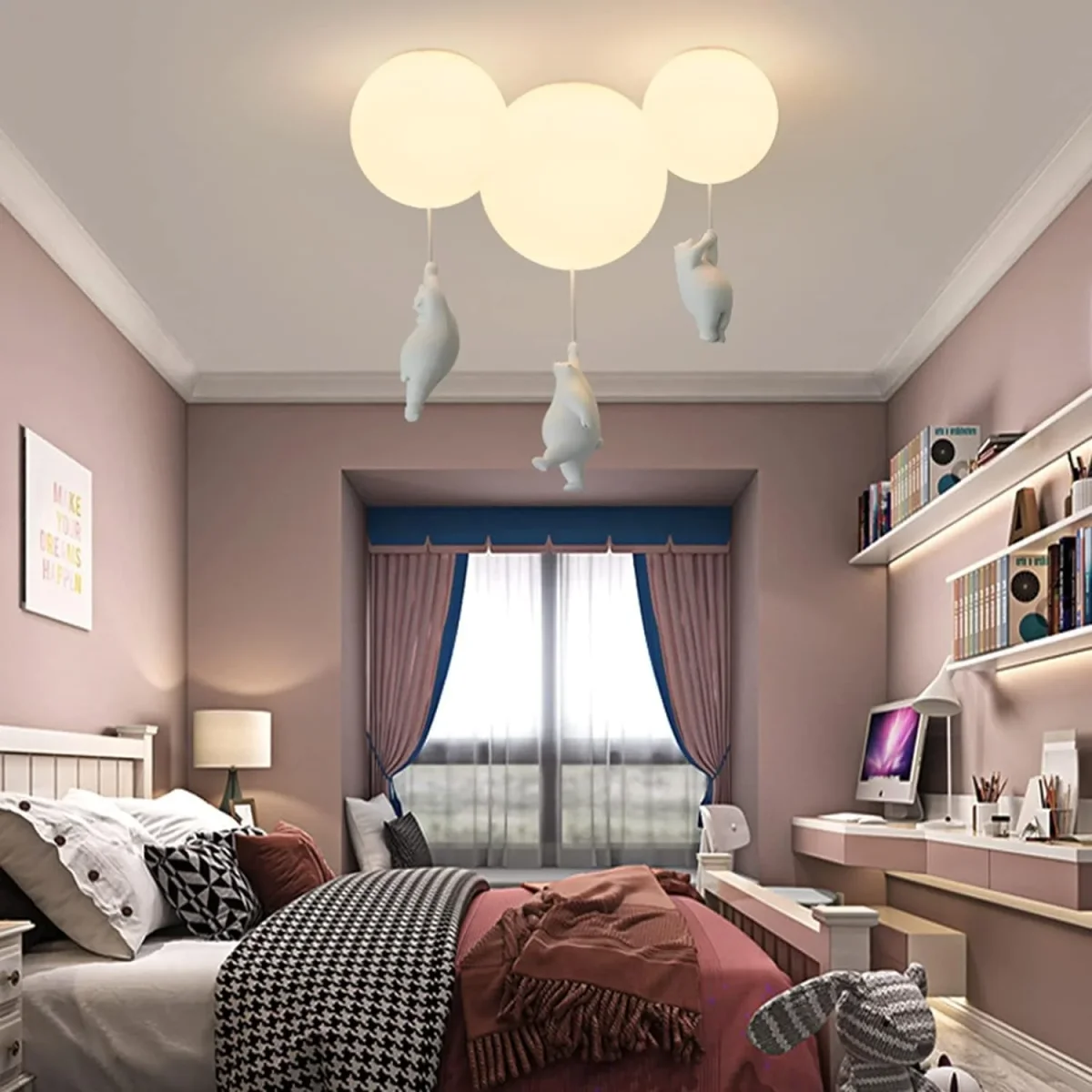 Moderne skandinavische Deckenleuchte, stehend, Bär, 25 cm, Acryl-Lampenschirm, E27-Kopf, ohne Lichtquelle, geeignet für Schlafzimmer, Wohnzimmer, Terrasse, Café – Bild 6
