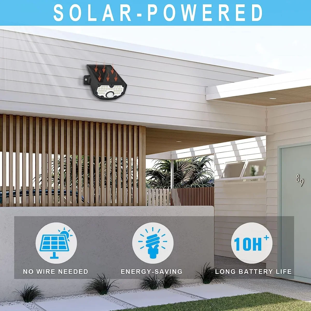 Solar Wandleuchte Außen Bewegungsmelder LED Wandleuchte 6000K für Hof Garten Korridor Terrasse nahe Wand Pathway Patio Villa – Bild 6