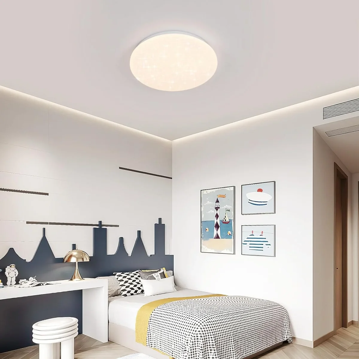 Deckenleuchte, 24 W, runde Deckenlampe mit Sterneffekt, LED-Kronleuchter, moderne Deckenleuchte für Küche, Kinderzimmer, Flur, Schlafzimmer, Badezimmer, Neutralweiß 4000 K – Bild 3