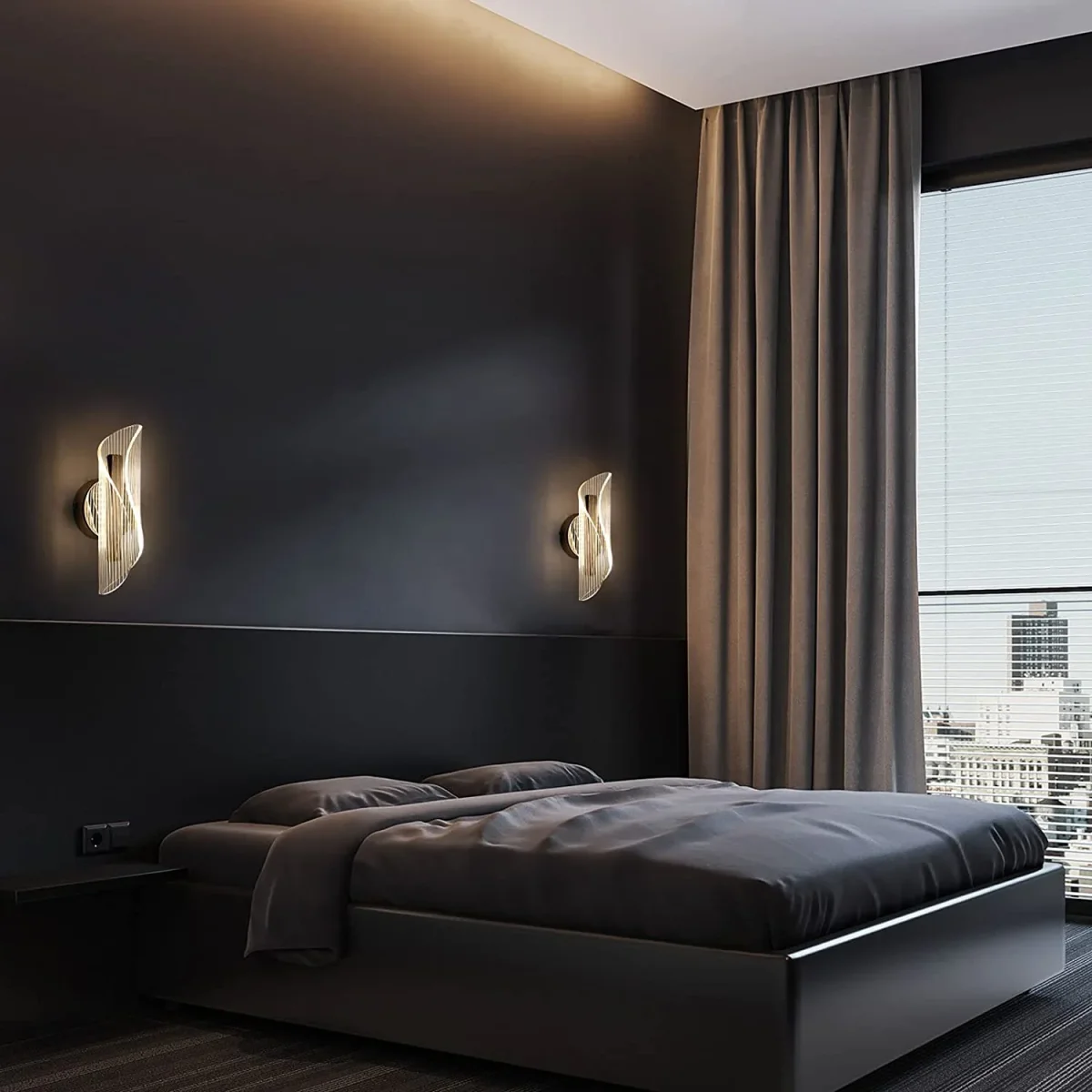 LED-Wandleuchte, dimmbar, moderne Wandleuchte, 12 W, 3000 K/4000 K/6000 K, für Schlafzimmer, Wohnzimmer, Flur, Eingangsbereich, Silber – Bild 3