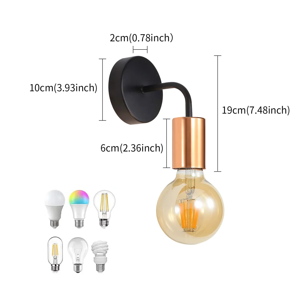 Industrielle Mini-Wandleuchte, Set mit 2 schmiedeeisernen Wandleuchten, Schwarz und Gold für Restaurant-Schlafzimmer-Wohnzimmer-Dekoration – Bild 4
