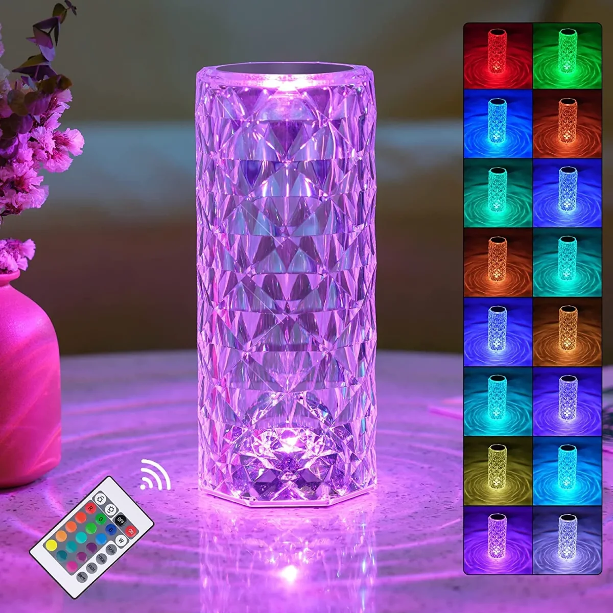 LED-Schreibtischlampe und Nachttischlampe aus Acryl mit Touch-Fernbedienung, 16 Farben und 4 Modi, farbwechselndes RGB-Stimmungslicht – Bild 4
