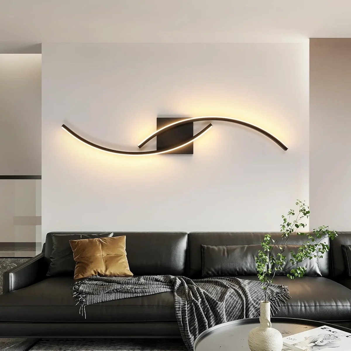 Schwarze LED-Wandleuchte mit Wellenform 27W – Bild 3