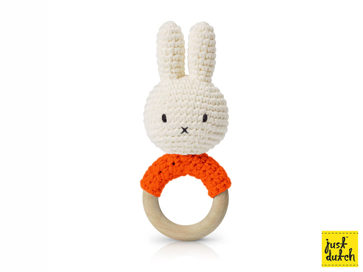 MIFFY Gehäkelter Greifling / Rassel, orange