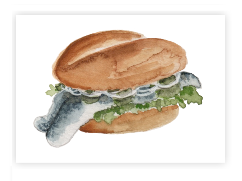 Postkarte: Fischbrötchen