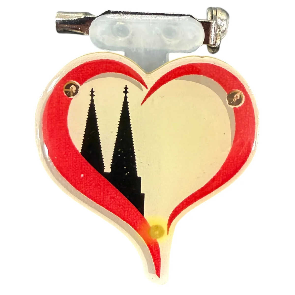 Kölner Dom in Herz Rot Ansteckbutton Karnevalspin Blinky