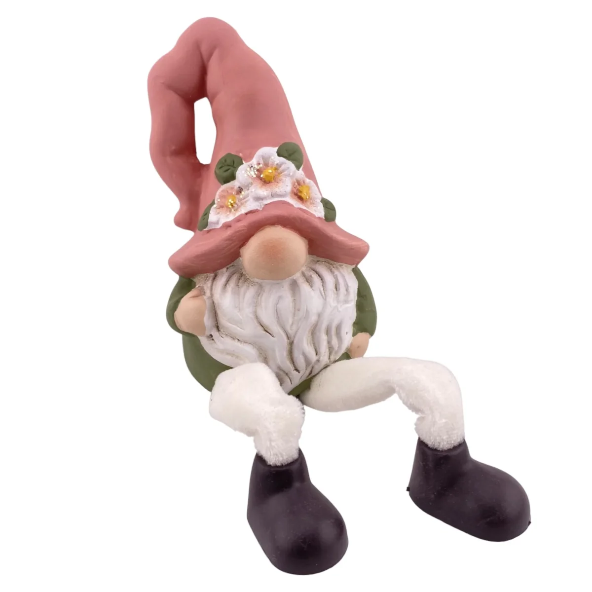 Dekofigur Gnom Wichtel Sitzend mit Bart, Zipfelmütze 20 cm