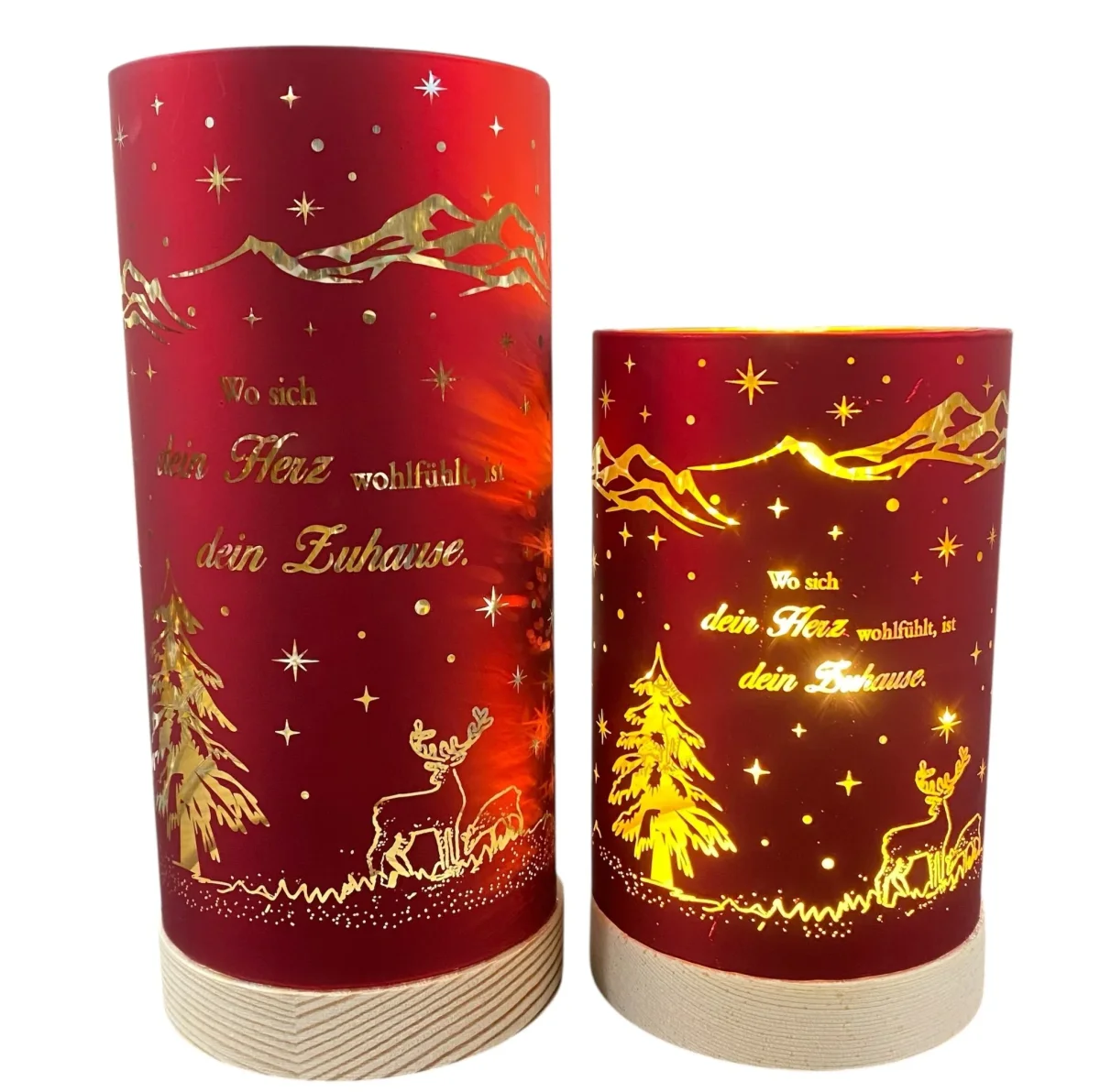 Formano LED Dekolicht Glas Rot mit Motiv & Spruch „Wo sich dein Herz wohlfühlt“ 15 cm 20 cm