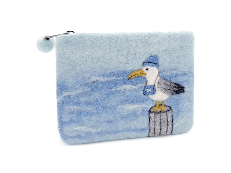 Filzbeutel: Möwe am Meer
