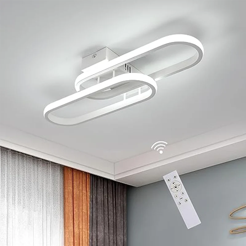Moderne dimmbare LED-Deckenleuchte im nordischen Stil in Stabform – Weiß, 50,5 x 17 x 8 cm, mit Fernbedienung, 32 W, 2700 K–6500 K – für Wohnzimmer, Schlafzimmer