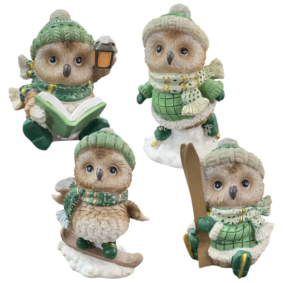 Formano Deko Wintereule Figur mit Buch/Ski (11 cm) oder Schlittschuhe/Snowboard (15 cm)