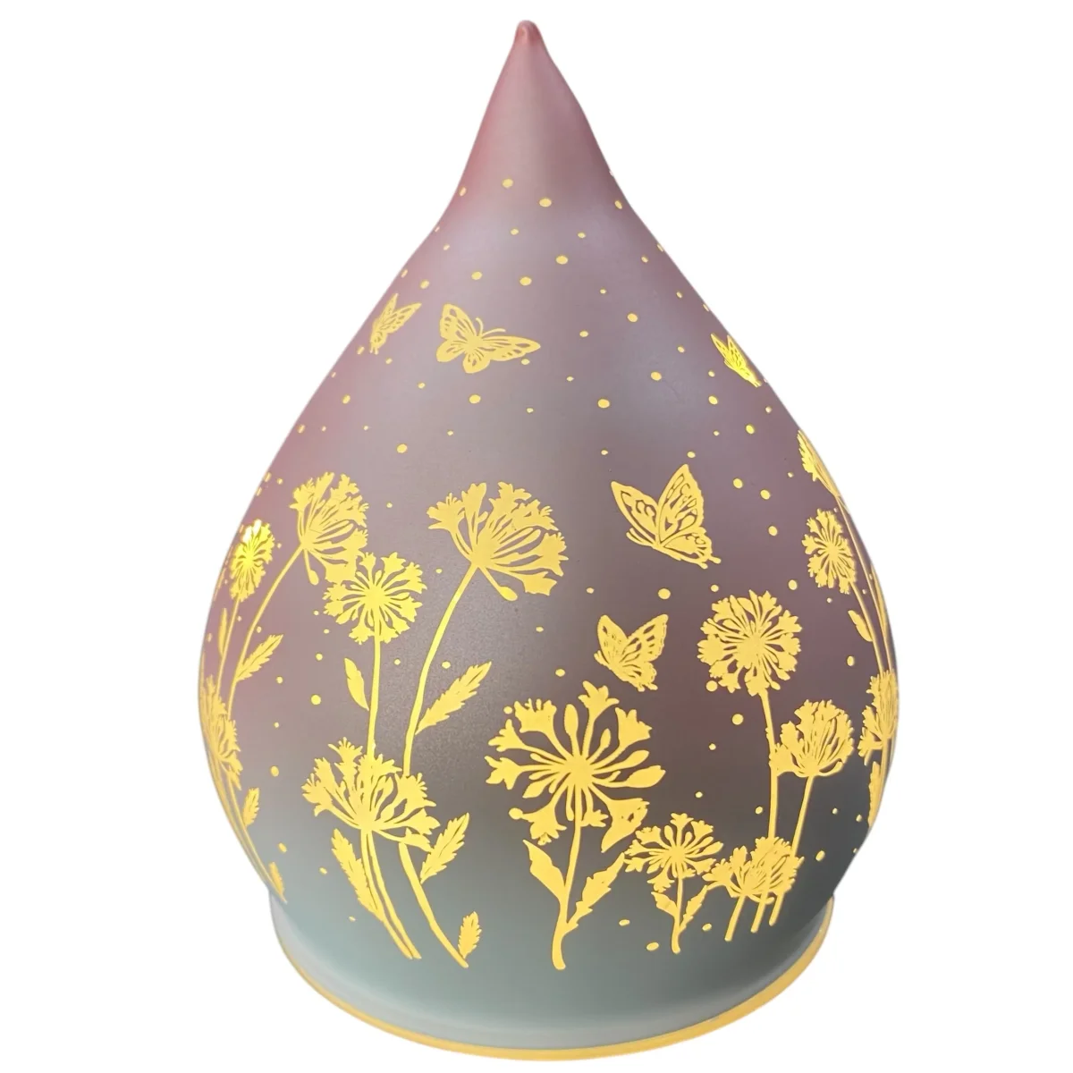 Formano Frühlings-Dekolicht Tropfen Rosa Blumen Schmetterlinge 13 cm