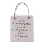 Spardose mit Henkel "Lerne aus der Vergangenheit..." 9cm