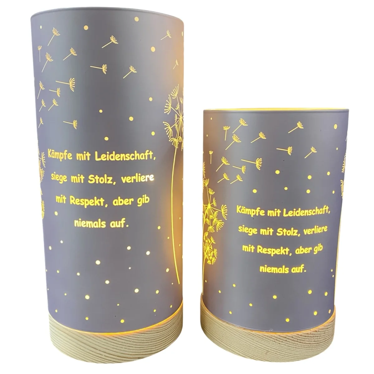 Formano LED Dekolicht Säule Lila mit Spruch „Kämpfe mit Leidenschaft…“ 15 cm 20 cm