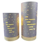 Formano LED Dekolicht Säule Lila mit Spruch "Lebe jeden Augenblick..." 15 cm 20 cm