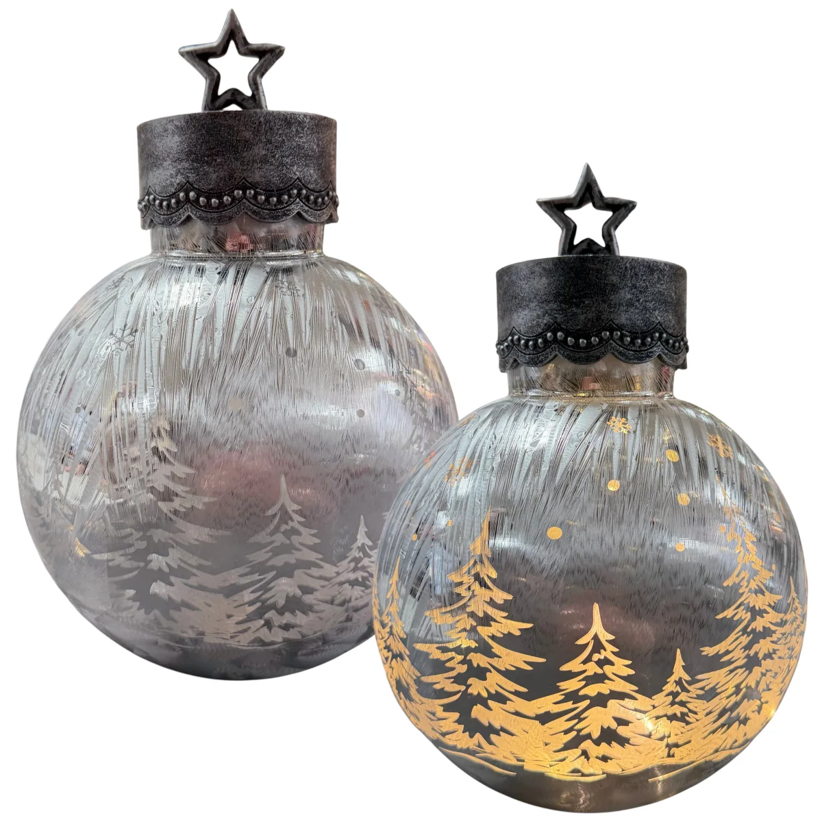 Formano LED Deko Kugel Silber mit Winterlandschaft & Timer-Funktion 20 cm 25 cm – Bild 2