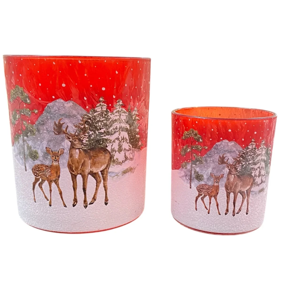 Formano Weihnachtsdeko Teelichtglas mit Hirsch 9 cm 13 cm