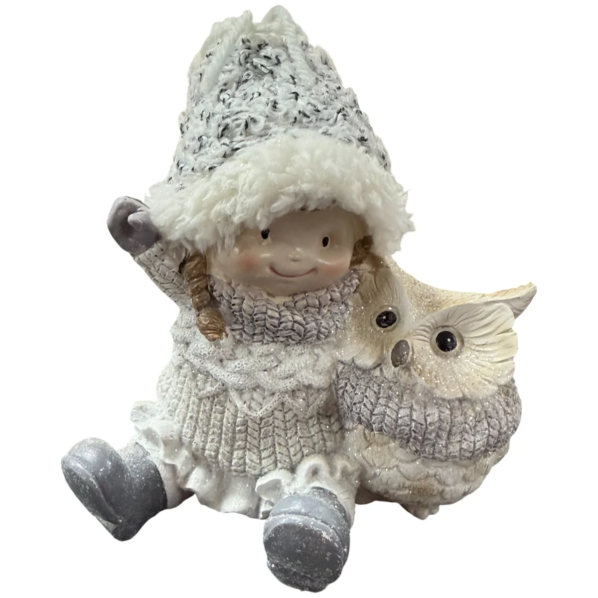 Formano Deko Winterkind Mädchen mit Eule 12 cm