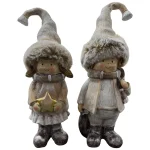 Formano Dekofigur Winterkind Junge (27 cm) & Mädchen (26,5 cm) mit Fellmütze
