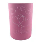 LED Säule Dekolicht mit Herzen Rosa Glas 10 cm