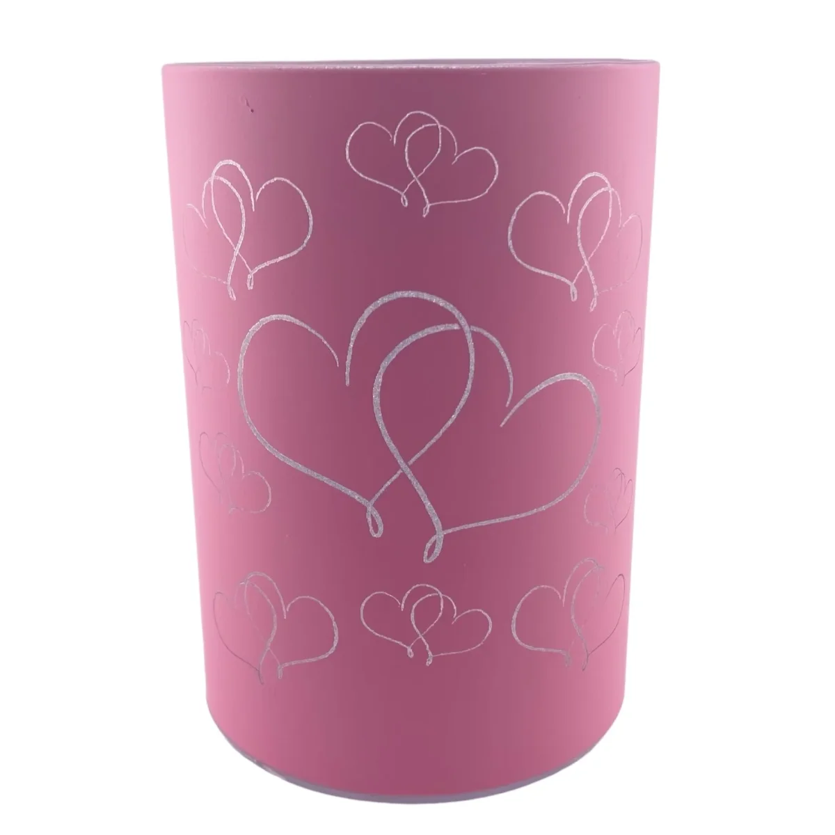 LED Säule Dekolicht mit Herzen Rosa Glas 10 cm